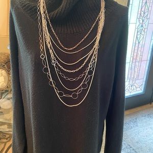 26” silver waterfall necklace